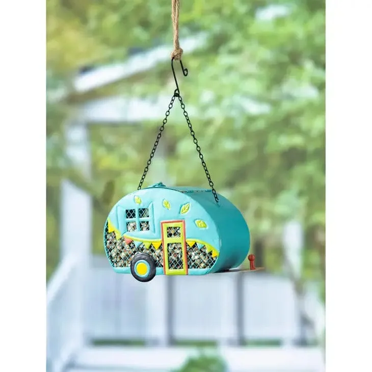 Metal Camper Birdfeeder Mint Green Cute