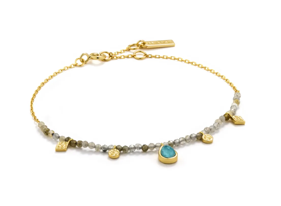 Mineral Glow Turquoise and Labradorite Gold Bracelet