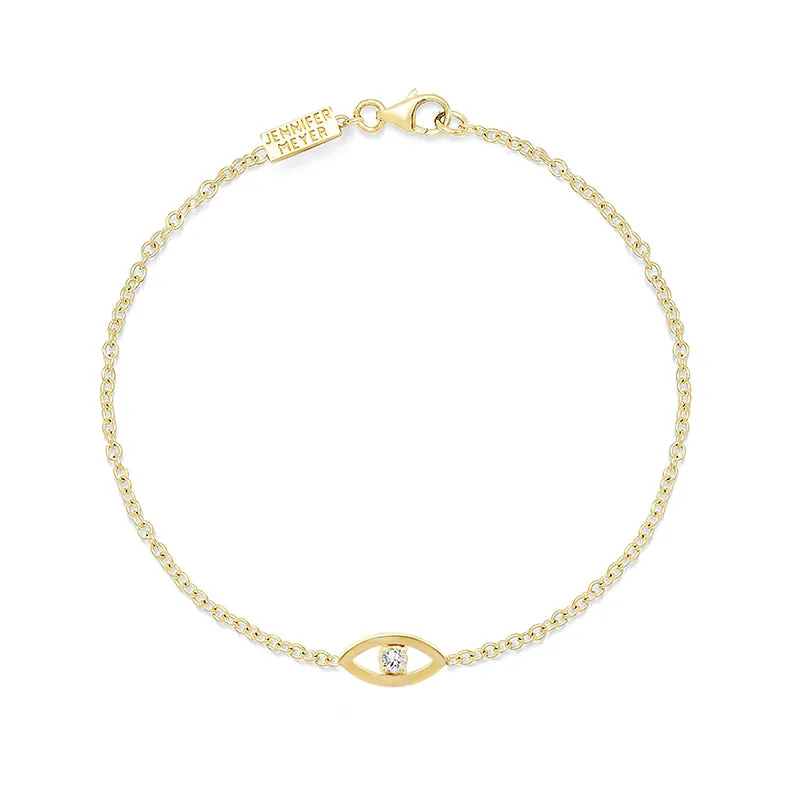 Mini Open Evil Eye with Diamond Center Bracelet