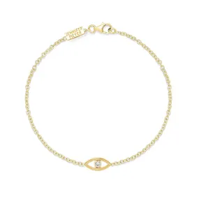 Mini Open Evil Eye with Diamond Center Bracelet