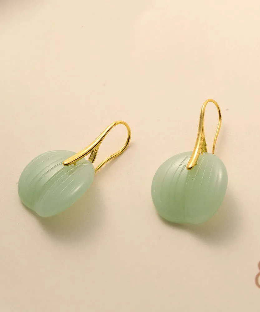 Modern Green Coloured Glaze Jade Hoop Earrings LY9168