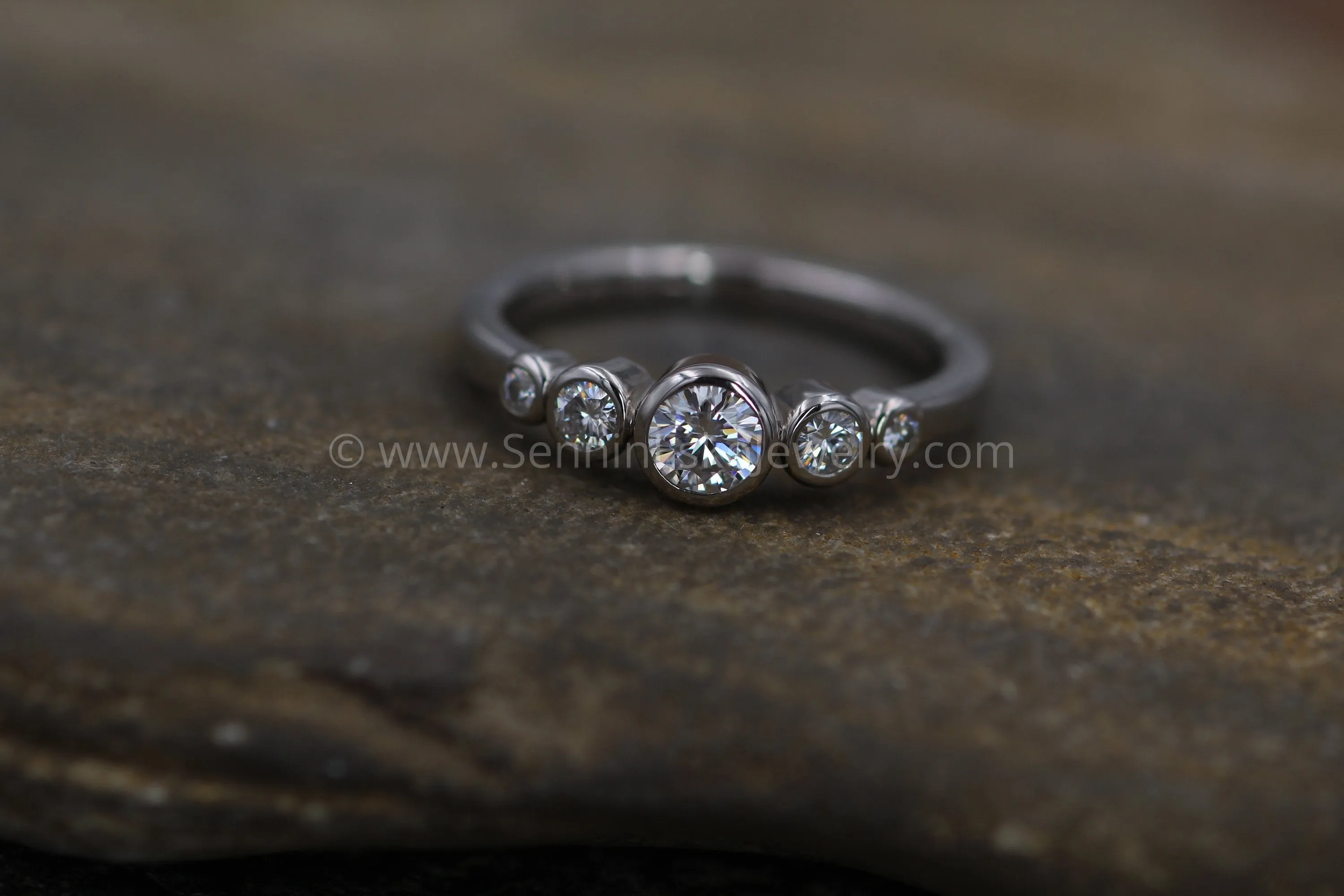 Moissanite Solid Palladium Multi Bezel Ring - Forever One Moissanite Engagement Ring