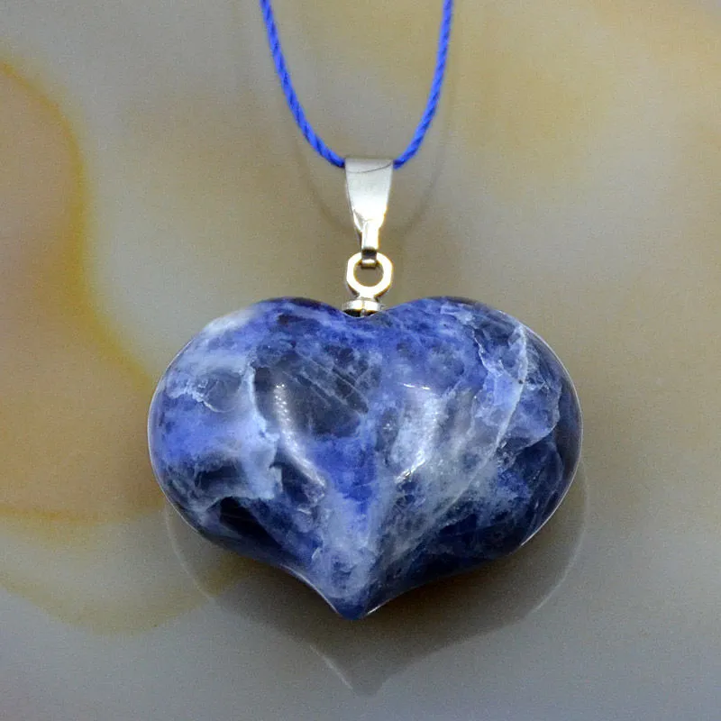 Natural Heart Gemstone Reiki Chakra Healing Bead Charm Pendant Necklace