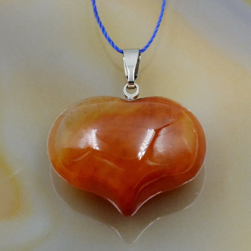 Natural Heart Gemstone Reiki Chakra Healing Bead Charm Pendant Necklace