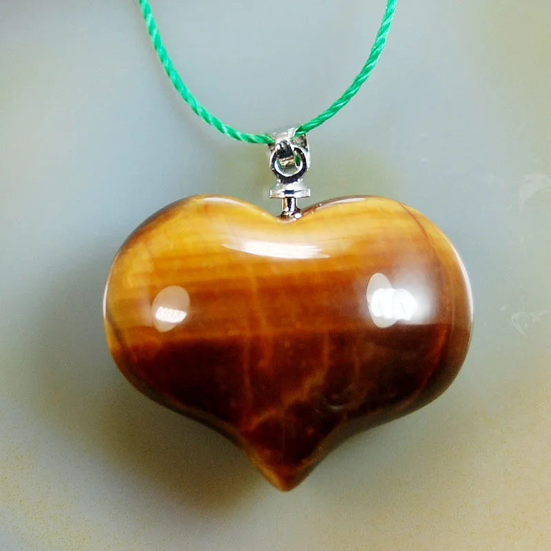 Natural Heart Gemstone Reiki Chakra Healing Bead Charm Pendant Necklace