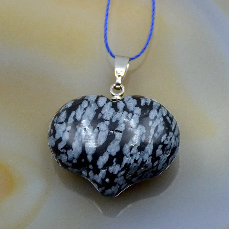 Natural Heart Gemstone Reiki Chakra Healing Bead Charm Pendant Necklace