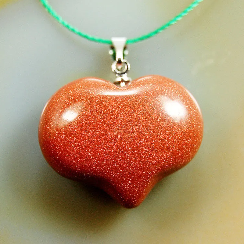 Natural Heart Gemstone Reiki Chakra Healing Bead Charm Pendant Necklace