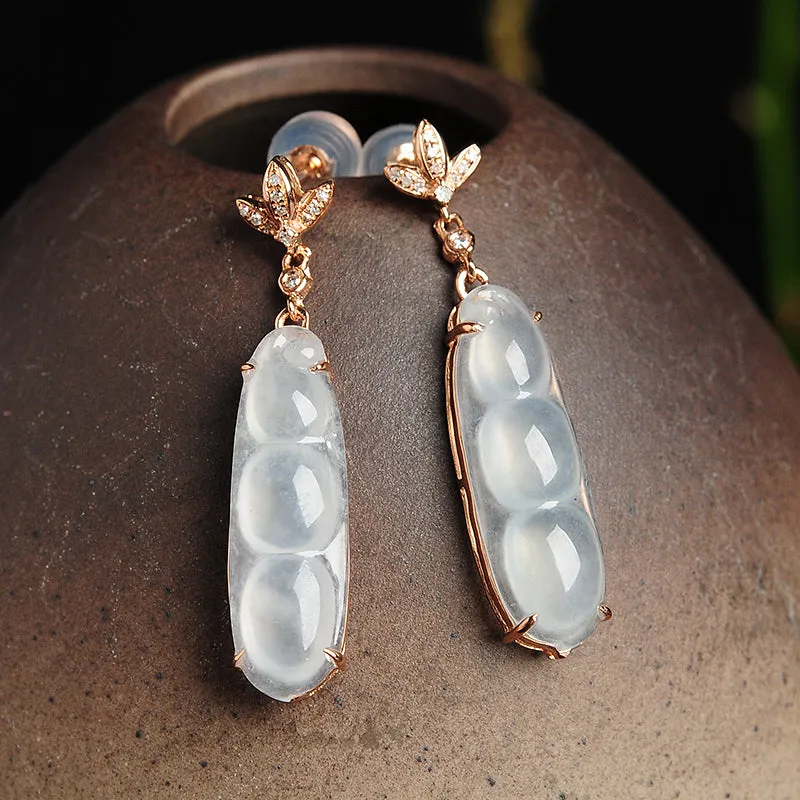 Natural Jade Earrings Jadeite Gold Earrings EG25