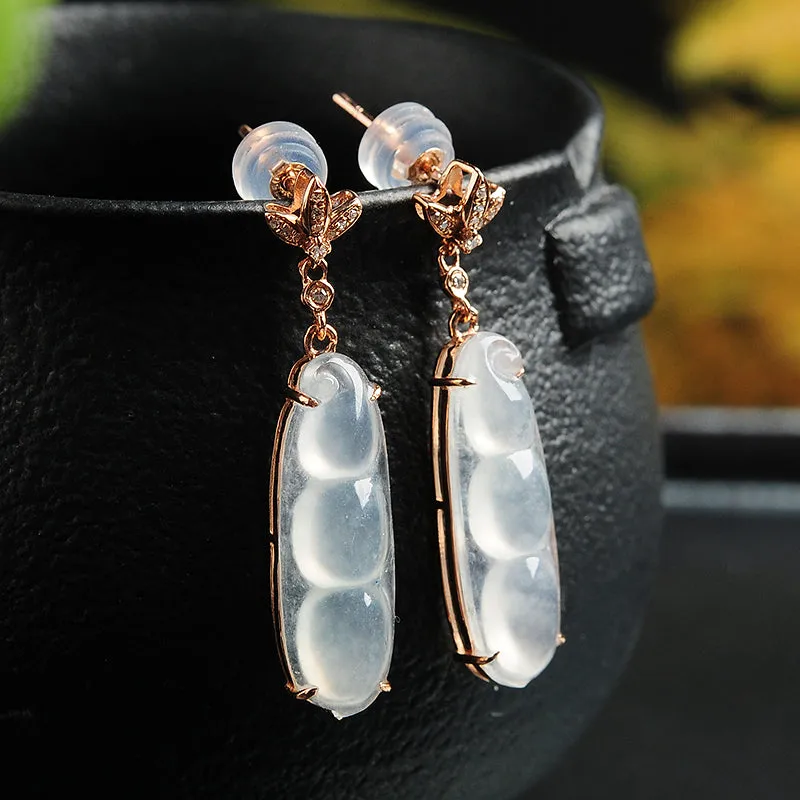 Natural Jade Earrings Jadeite Gold Earrings EG25