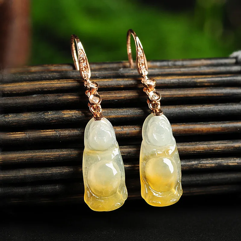 Natural Jade Earrings Jadeite Gold Earrings EG54