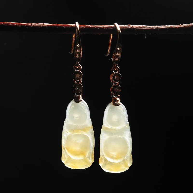 Natural Jade Earrings Jadeite Gold Earrings EG54