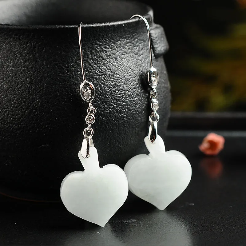 Natural Jade Earrings Jadeite Silver Earrings EG78