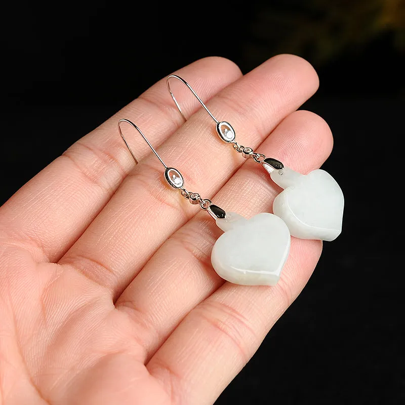 Natural Jade Earrings Jadeite Silver Earrings EG78