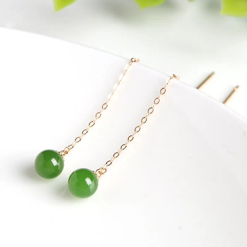 Natural Jade Earrings Nephrite Gold Earrings EG90