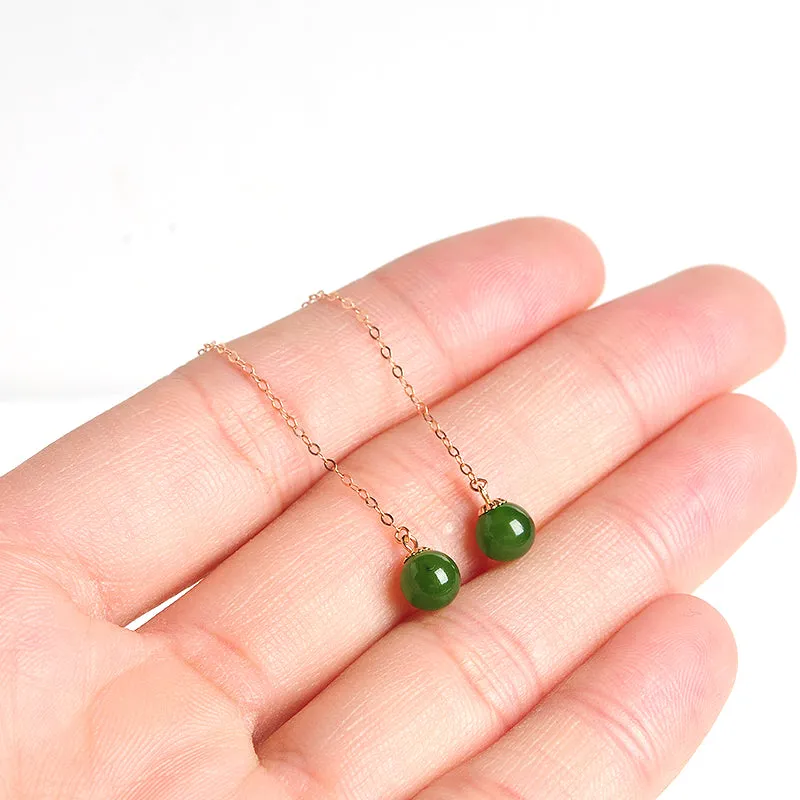 Natural Jade Earrings Nephrite Gold Earrings EG90