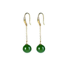 Natural Jade Earrings Nephrite Silver Earrings ZNE133