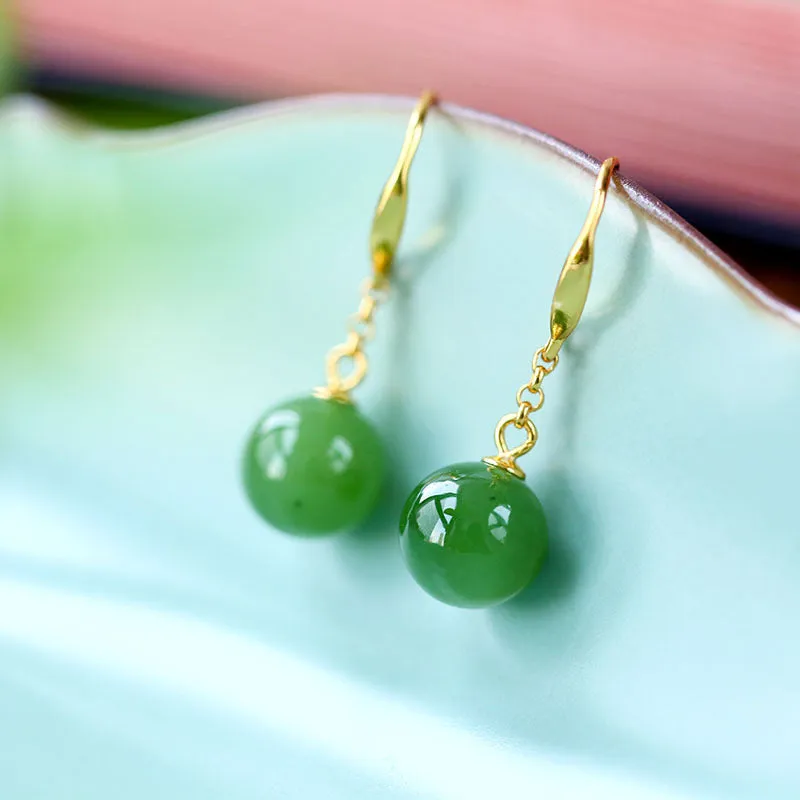 Natural Jade Earrings Nephrite Silver Earrings ZNE133