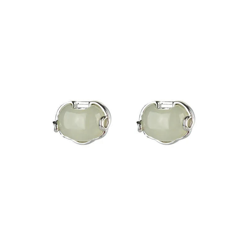 Natural Jade Earrings Nephrite Silver Earrings ZNE227