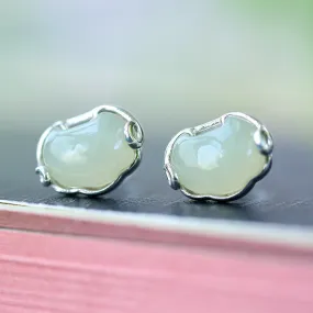 Natural Jade Earrings Nephrite Silver Earrings ZNE227