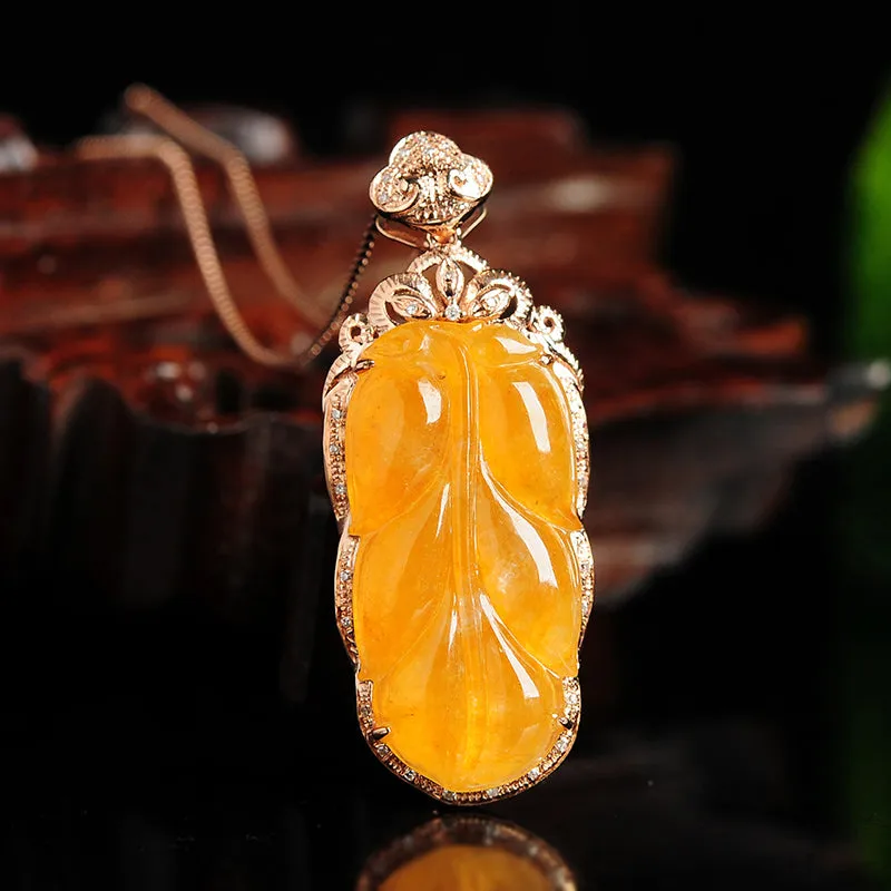 Natural Jade Pendant Jadeite Gold Pendant PT66