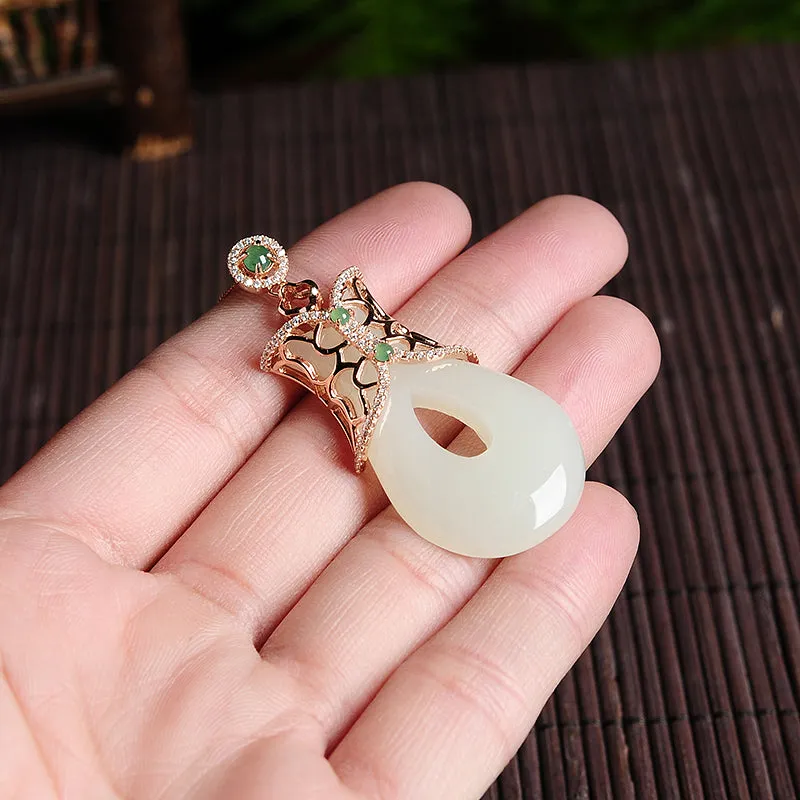 Natural Jade Pendant Nephrite Silver Pendant PT159