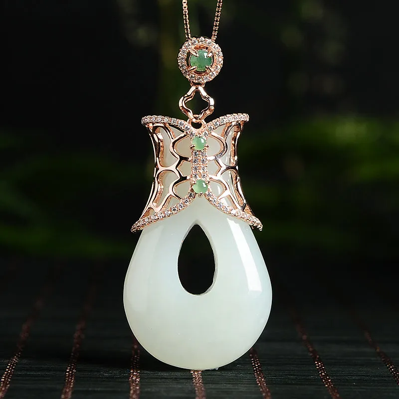 Natural Jade Pendant Nephrite Silver Pendant PT159