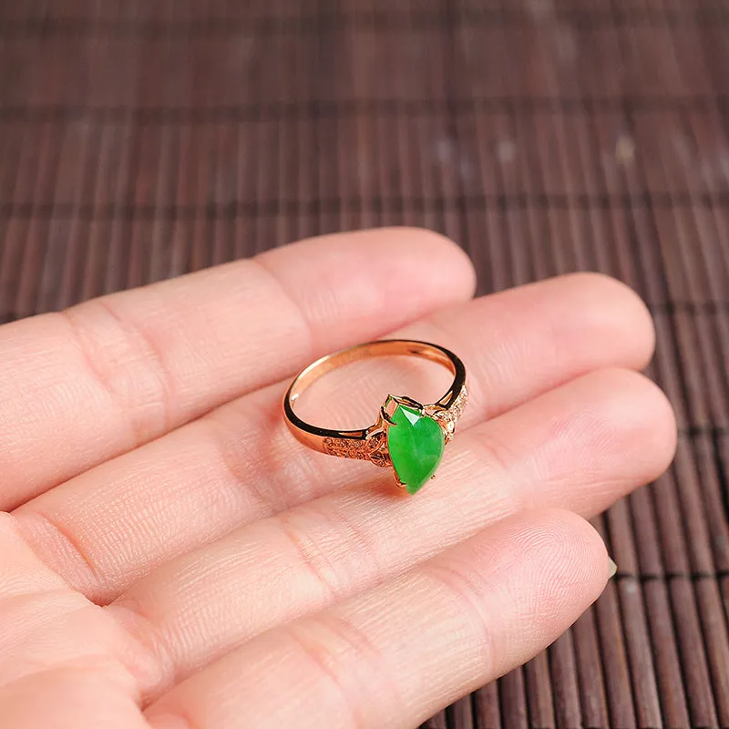 Natural Jade Ring Jadeite Gold Ring RG55