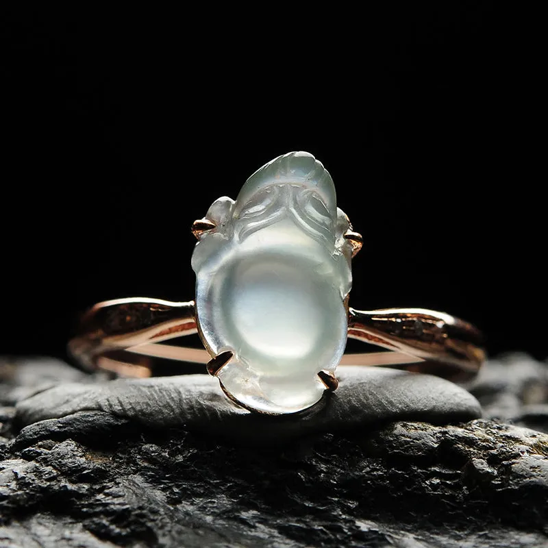 Natural Jade Ring Jadeite Gold Toad Ring RG95