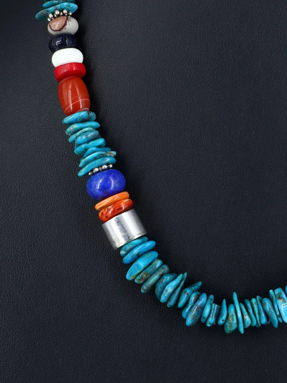 Navajo 21" Turquoise Large Single Strand Beaded Necklace