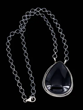 Navajo Sterling Silver Black Onyx Link Necklace