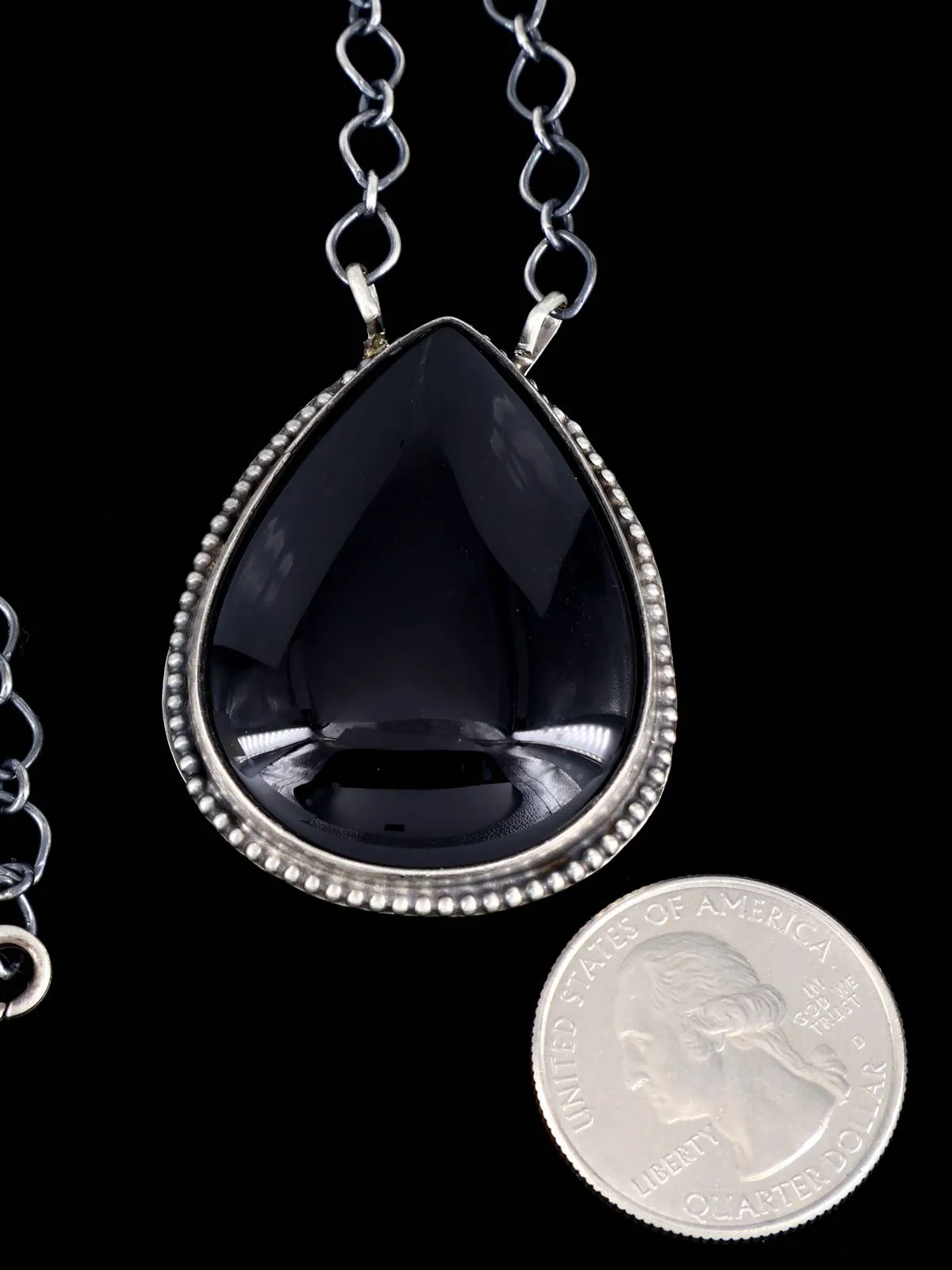 Navajo Sterling Silver Black Onyx Link Necklace