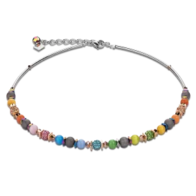 Necklace Frontline Crystals Pavé & agate & onyx multicolour rainbow