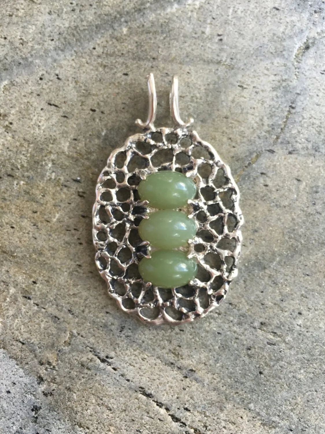 Nephrite Necklace - Natural Nephrite Pendant - Large Green Necklace