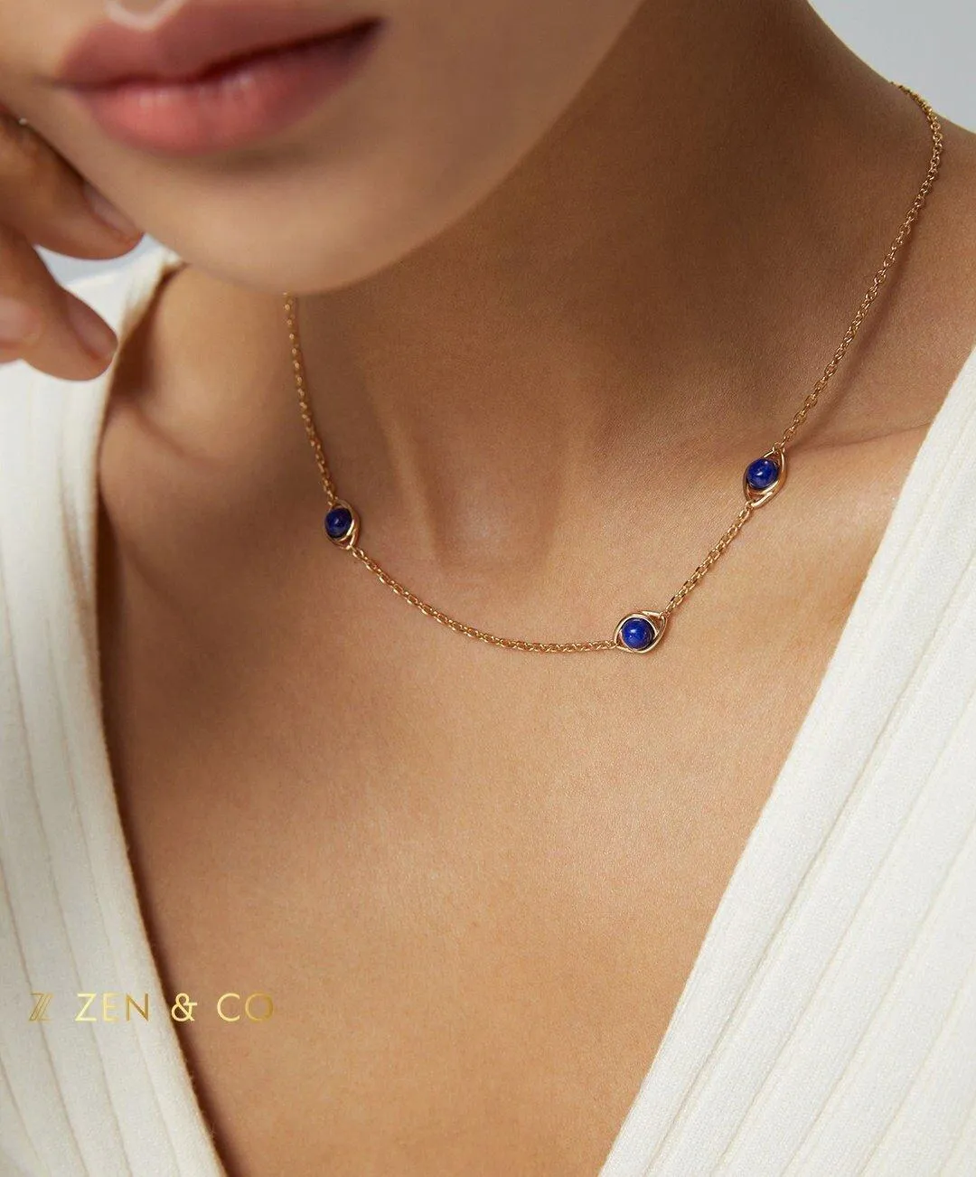 NUSA DUA Bohemian necklace Tiger eye necklace Lapis lazuli choker necklace