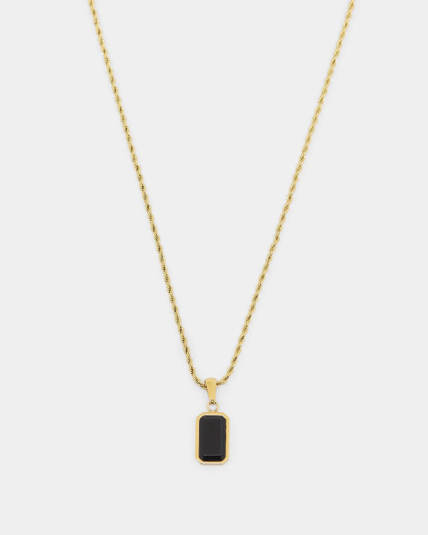 NXS Rectangle Stone Pendant Chain Gold/Black