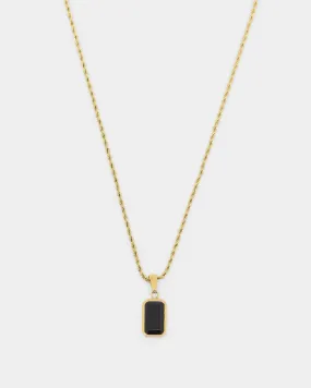 NXS Rectangle Stone Pendant Chain Gold/Black