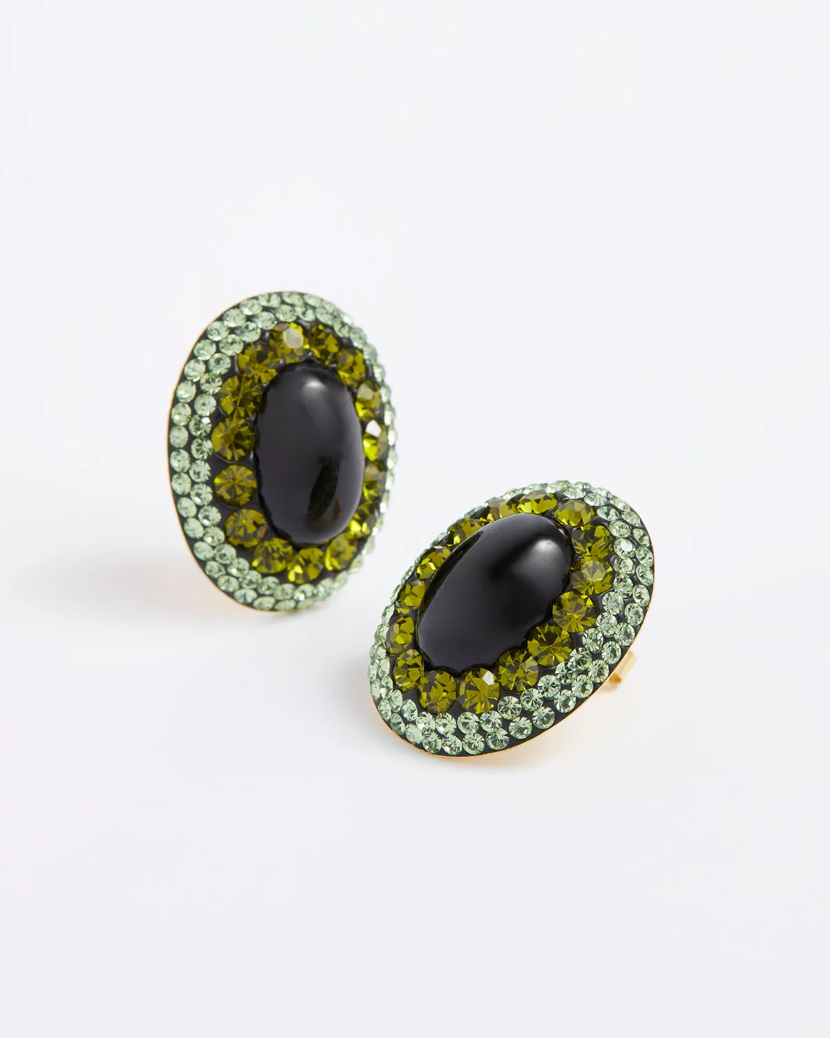 Onyx & Green Stud Earrings