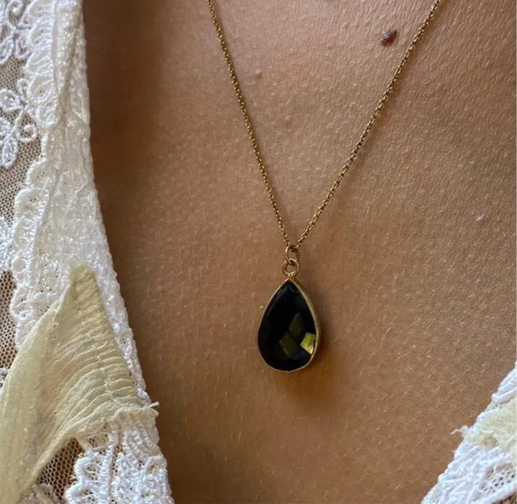 onyx | stone pendant necklace | 24k gold-plated