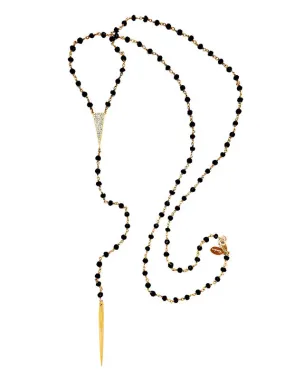 Onyx Tri-CZ Lariat Necklace