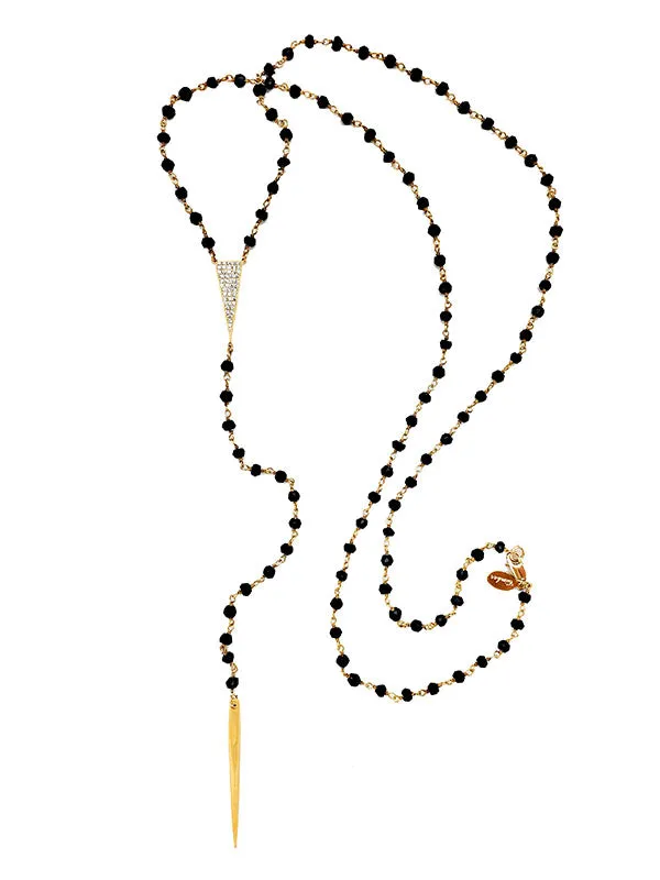 Onyx Tri-CZ Lariat Necklace