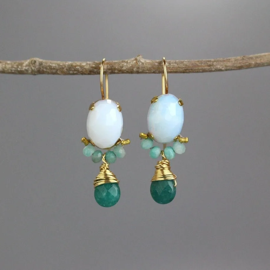 Opalite Amazonite Oval Earrings