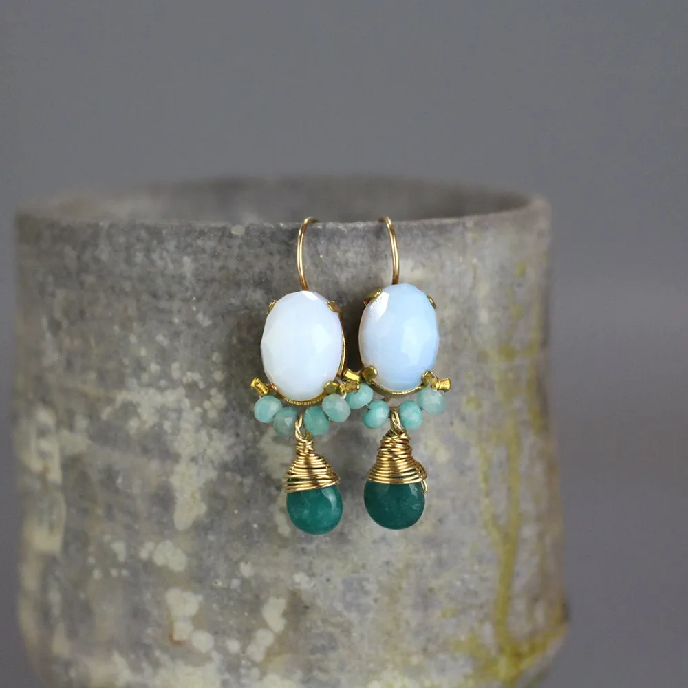 Opalite Amazonite Oval Earrings