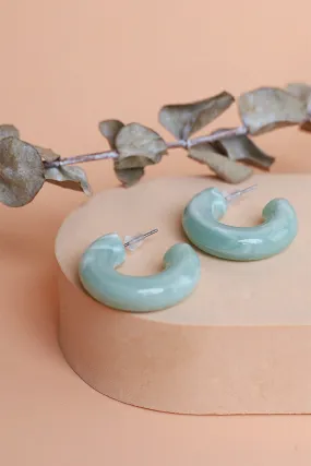 Opaque Jade C-Hoop Earrings