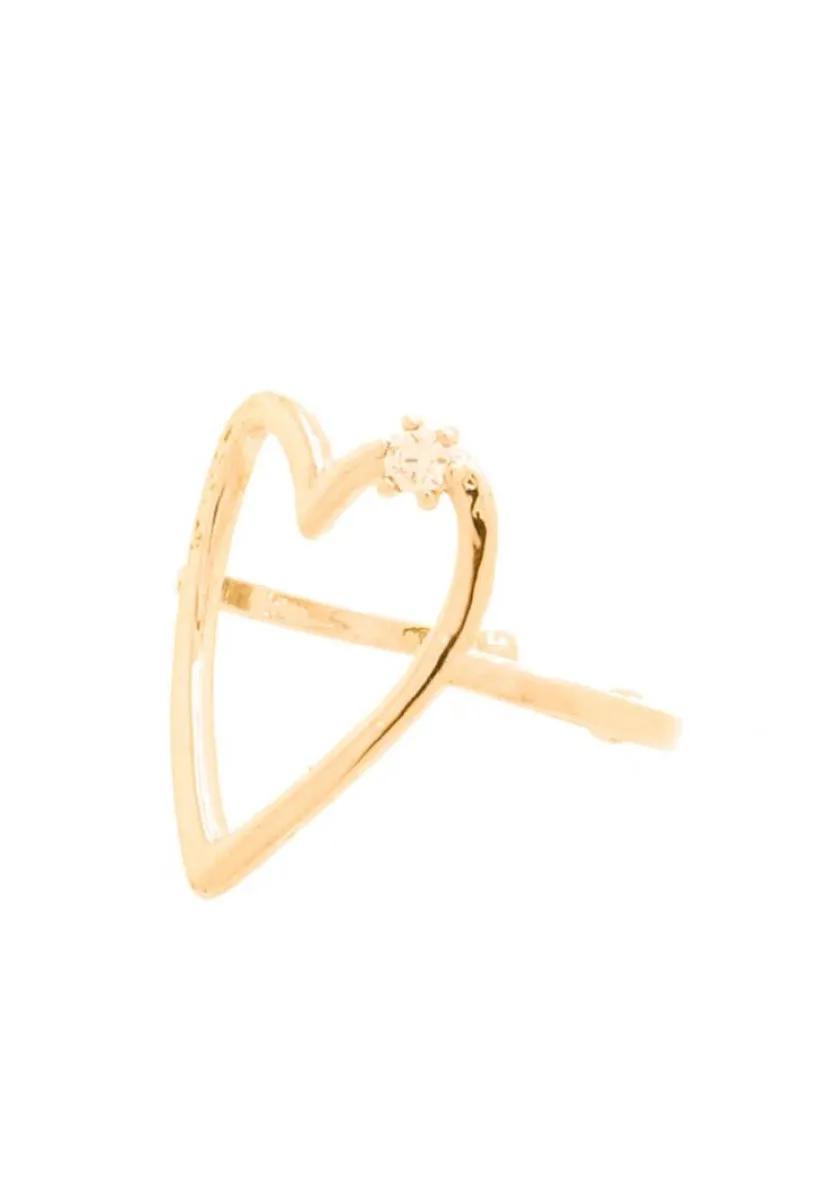 Open Heart & Rhinestone Ring