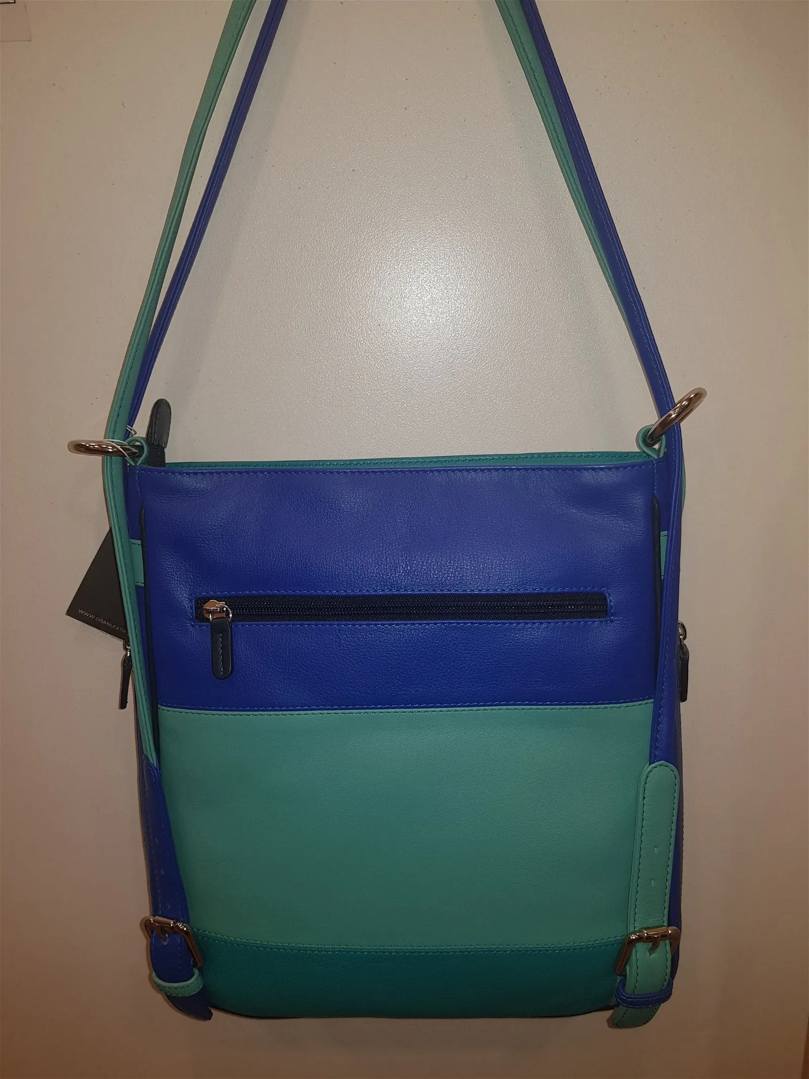 Oran Leather Backpack with Handbag Aster