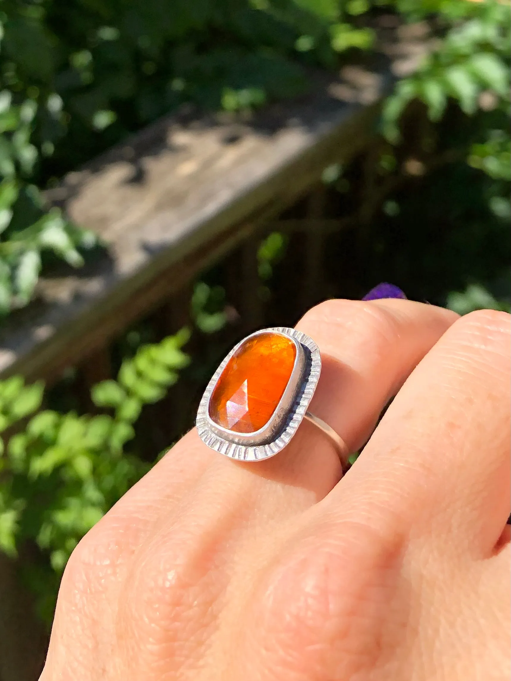 Orange Kyanite Freeform Sunburst Ring