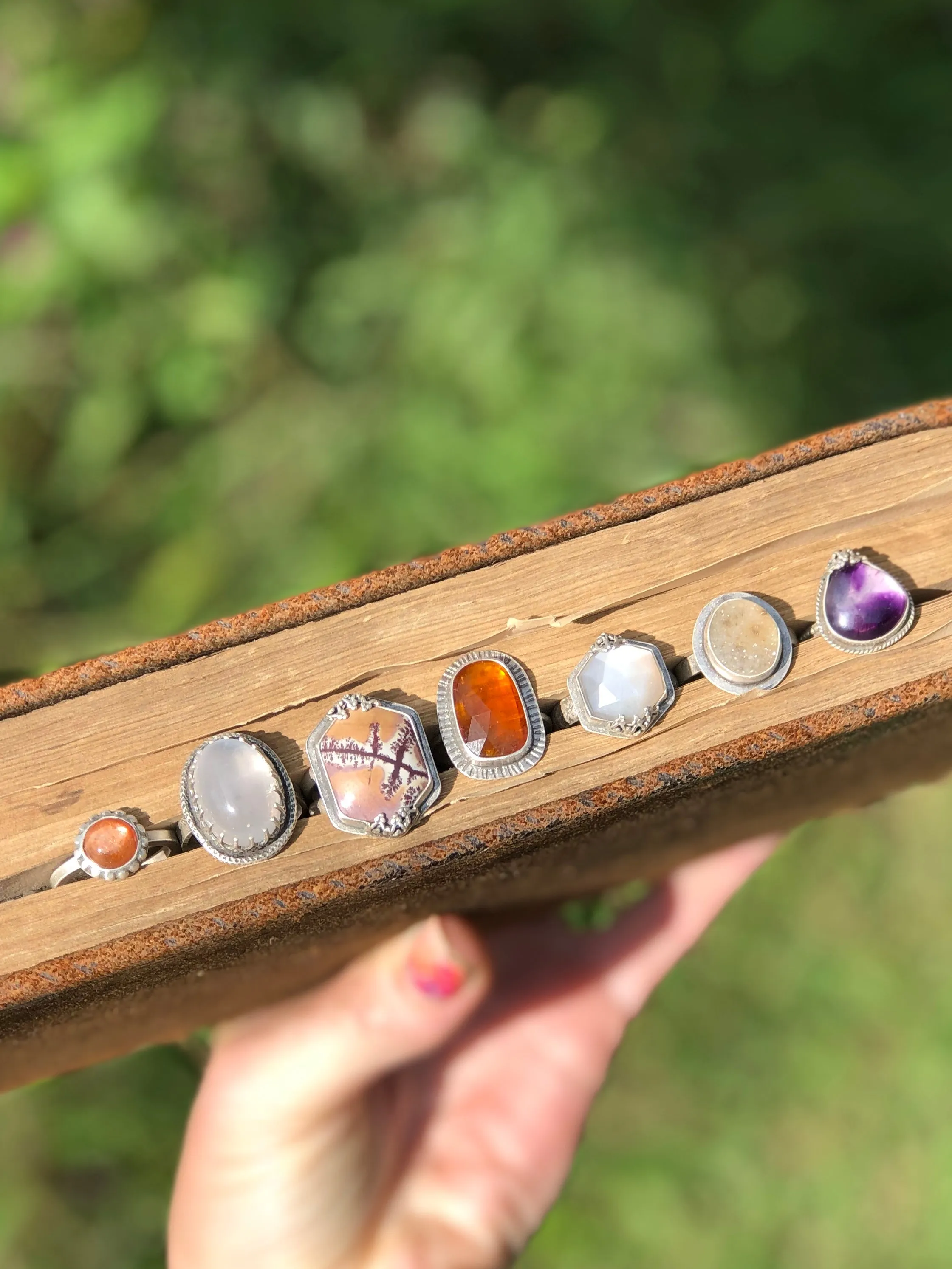 Orange Kyanite Freeform Sunburst Ring