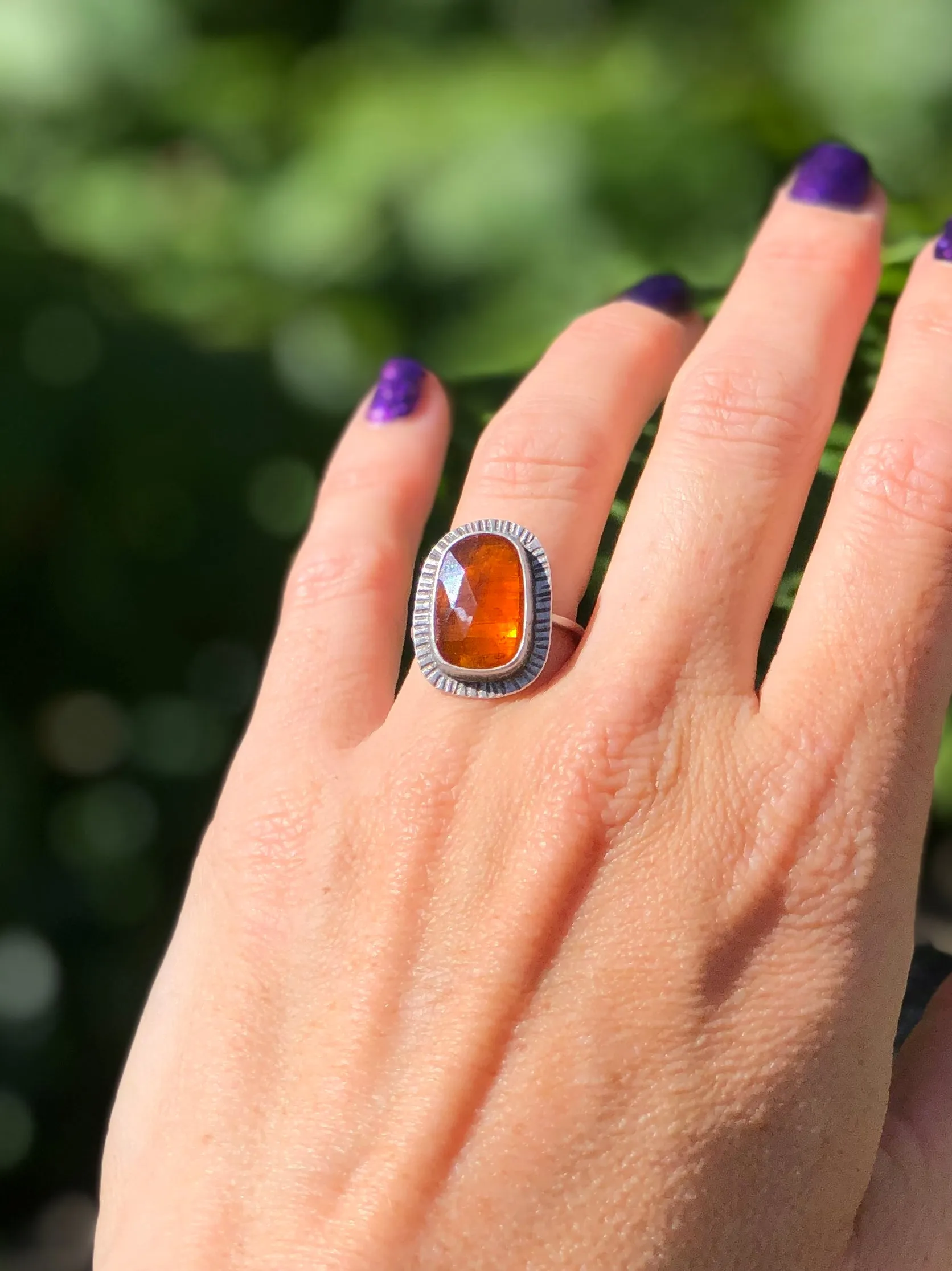 Orange Kyanite Freeform Sunburst Ring