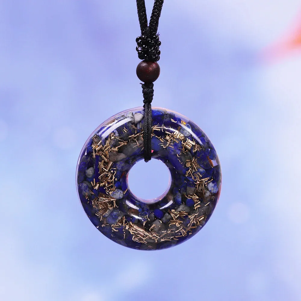 Orgone Pendant - Orgone Generator Necklace - Donut Necklace - Lapis Lazuli Energy Chakra - Metaphysical Spiritual Jewelry - EMF Protection