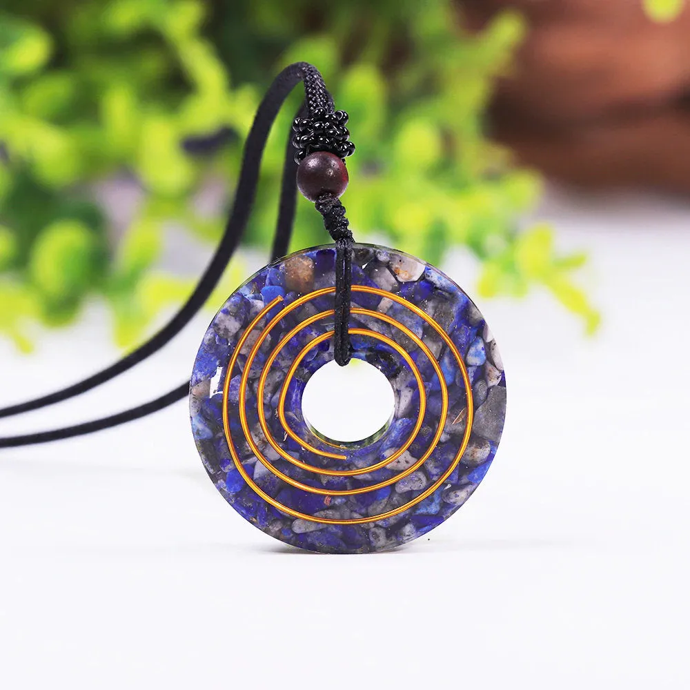 Orgone Pendant - Orgone Generator Necklace - Donut Necklace - Lapis Lazuli Energy Chakra - Metaphysical Spiritual Jewelry - EMF Protection